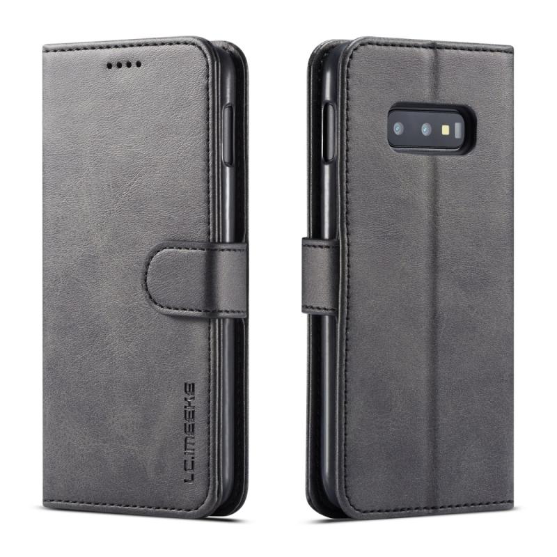 Voor Galaxy S10e LC. IMEEKE Calf Texture Horizontal Flip Leather Case met Holder & Card Slots & Wallet(Brown)