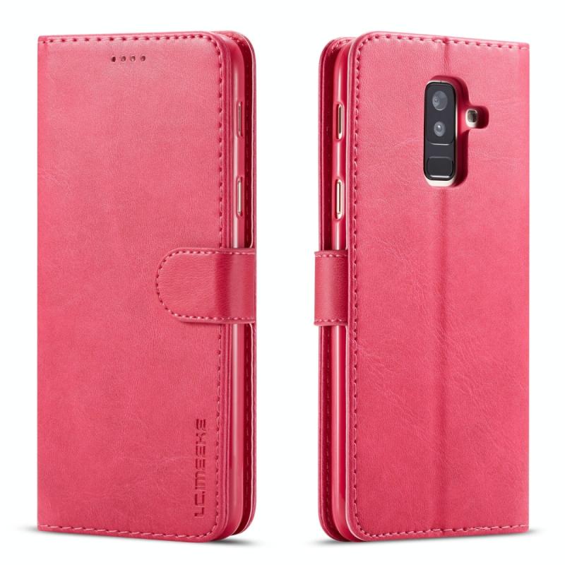 Voor Galaxy A6 Plus (2018) LC. IMEEKE Calf Texture Horizontal Flip Leather Case met Holder & Card Slots & Wallet(Rose Red)