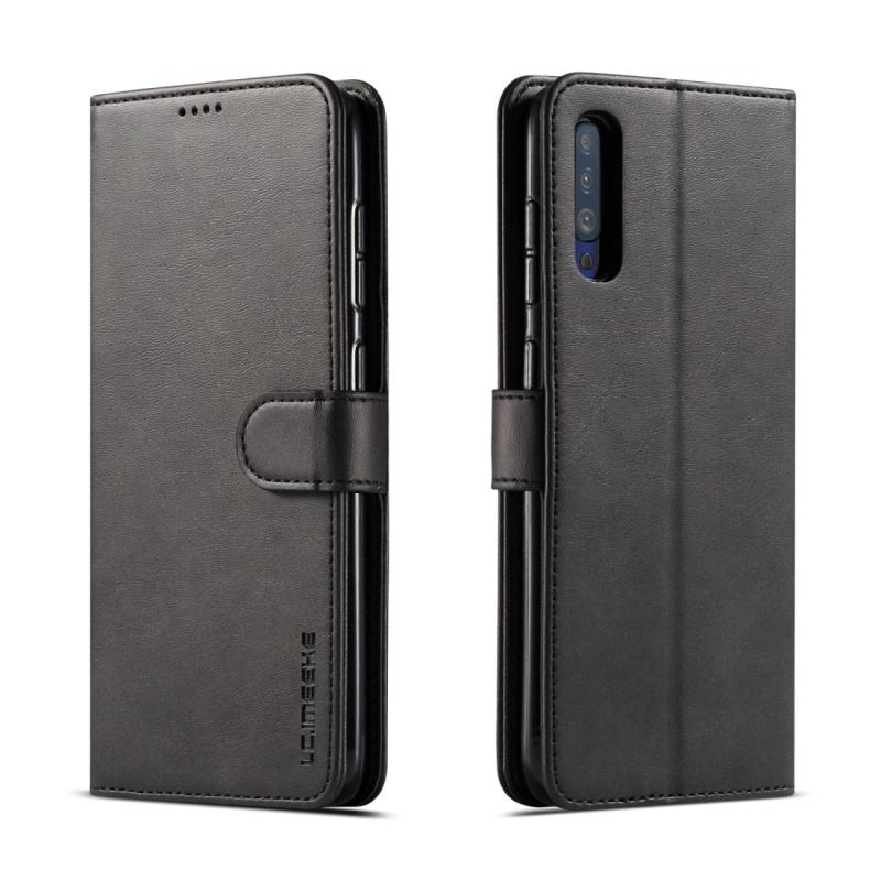 Voor Galaxy A70 LC. IMEEKE Calf Texture Horizontal Flip Leather Case met Holder & Card Slots & Wallet(Black)