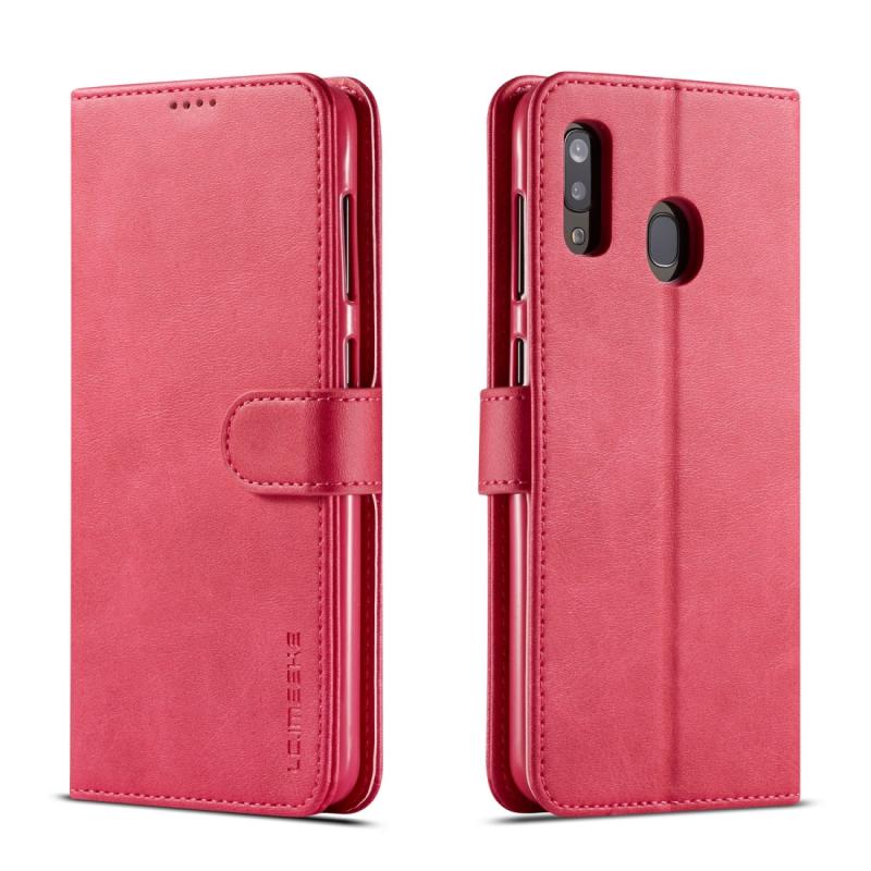 Voor Galaxy A40 LC. IMEEKE Calf Texture Horizontal Flip Leather Case met Holder & Card Slots & Wallet(Rose Red)