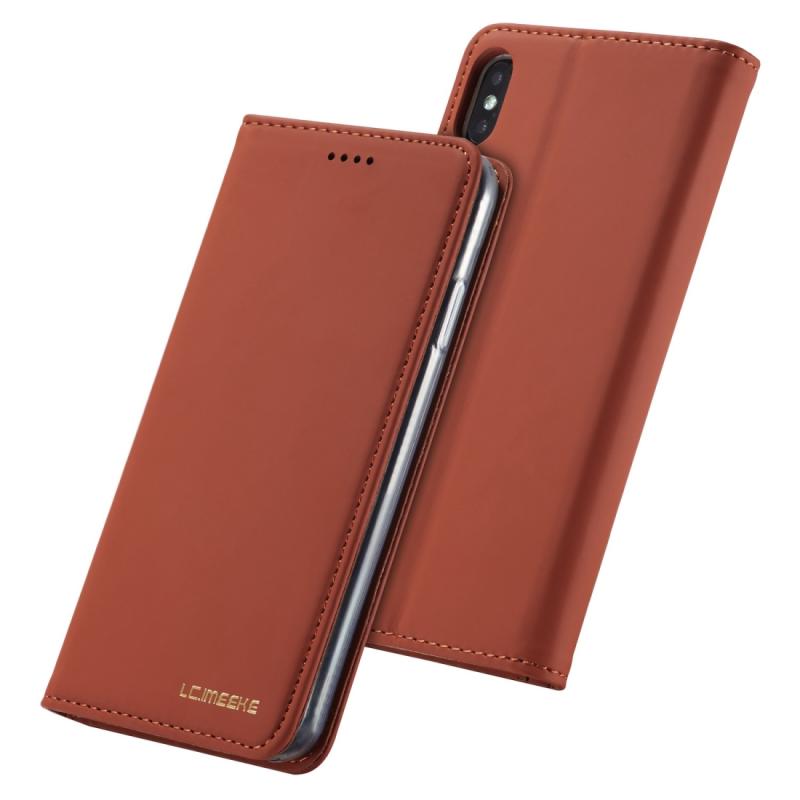 Voor iPhone X / XS LC. IMEEKE LC-002 Series Skin Hand Feeling PU + TPU Horizontal Flip Leather Case with Holder & Card Slot & Wallet(Brown)