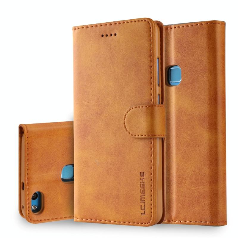 Voor Huawei P10 Lite LC. IMEEKE Calf Texture Horizontal Flip Leather Case met Holder & Card Slots & Wallet(Geel)