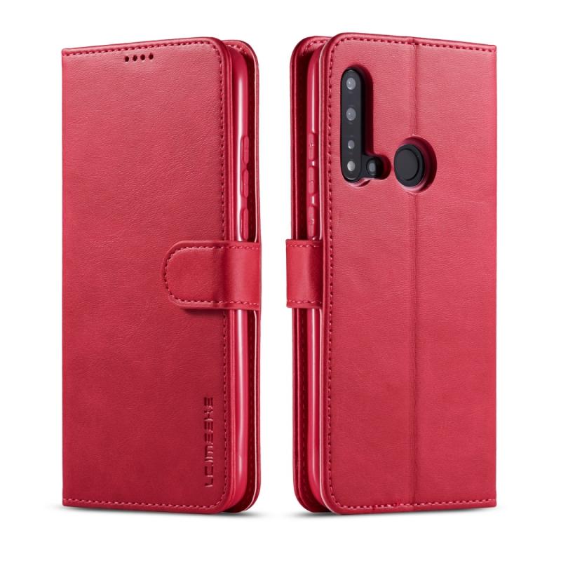 Voor Huawei P20 Lite 2019 / Nova 5i LC. IMEEKE Calf Texture Horizontal Flip Leather Case met Holder & Card Slots & Wallet(Rose Red)