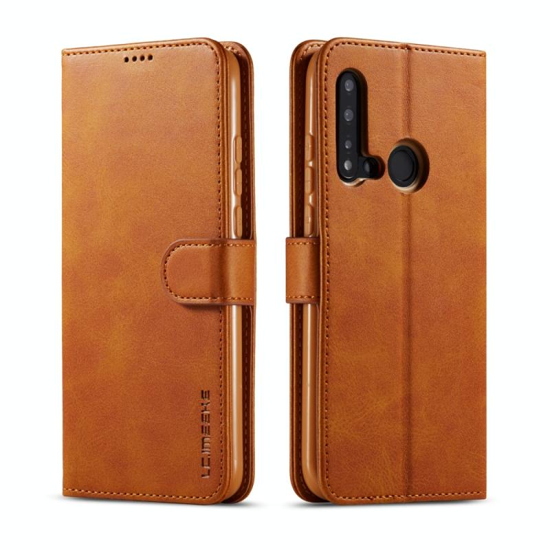 Voor Huawei P20 Lite 2019 / Nova 5i LC. IMEEKE Calf Texture Horizontal Flip Leather Case met Holder & Card Slots & Wallet(Geel)