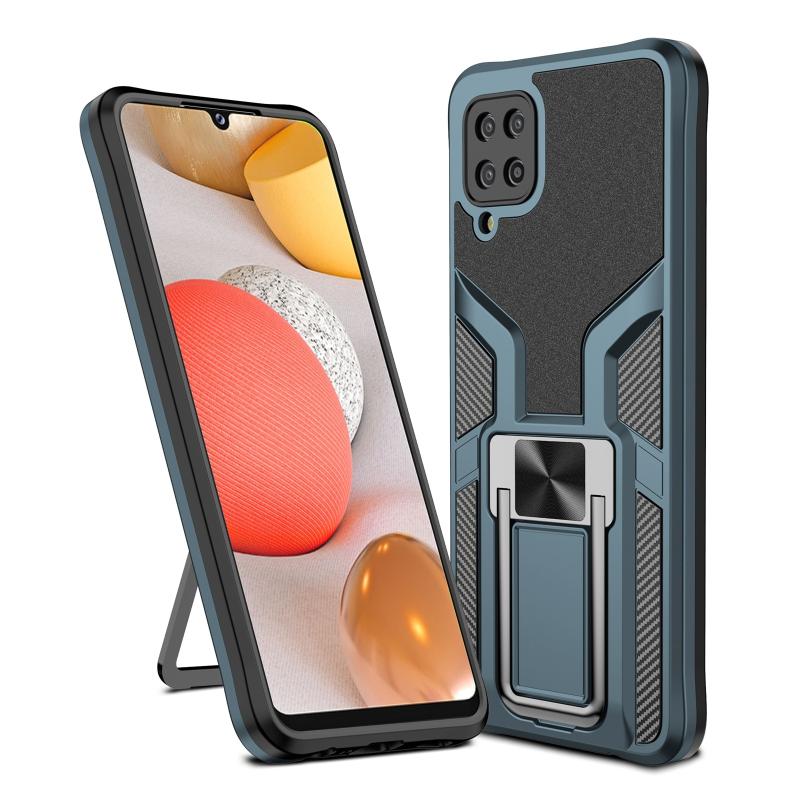 Voor Samsung Galaxy A12 Armor 2 in 1 magnetische schokbestendige telefoonhoes met opvouwbare houder