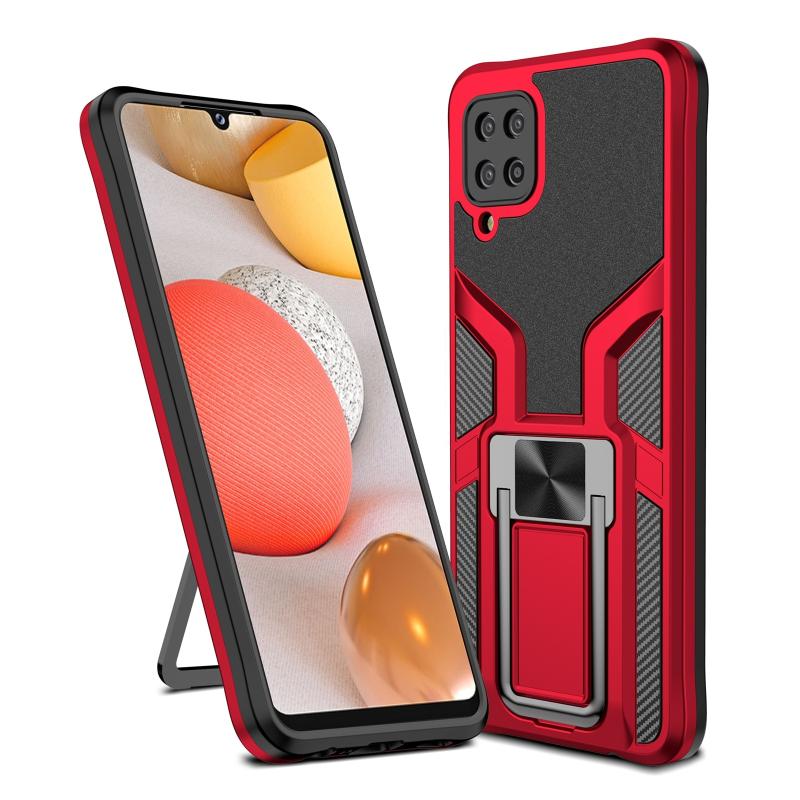 Voor Samsung Galaxy A12 Armor 2 in 1 magnetische schokbestendige telefoonhoes met opvouwbare houder