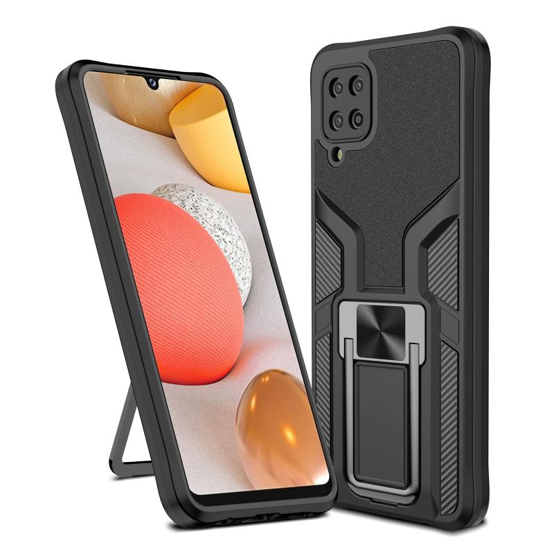 Voor Samsung Galaxy A12 Armor 2 in 1 Magnetische schokbestendige telefoonhoes met opvouwbare houder