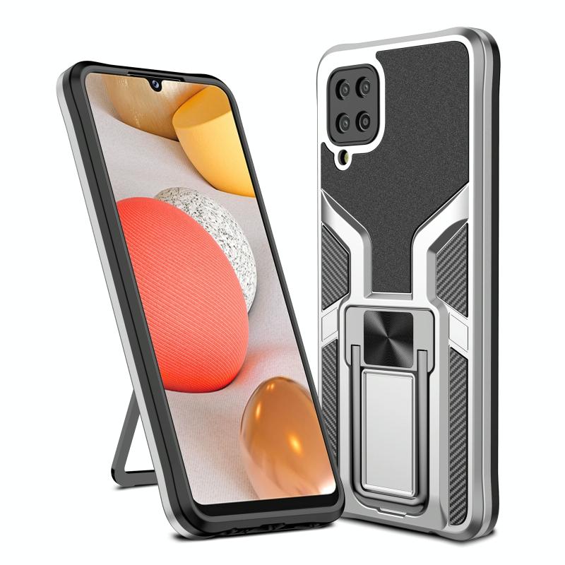 Voor Samsung Galaxy A12 Armor 2 in 1 Magnetische schokbestendige telefoonhoes met opvouwbare houder