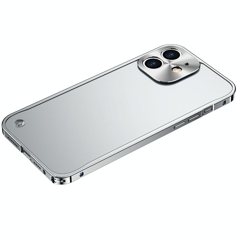 Metalen frame Frosted PC Shockprostic Phone Case voor iPhone 12 (Silver)