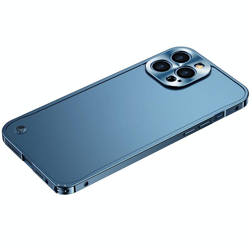 Metalen frame Frosted PC Shockprostic Phone Case voor iPhone 12 Pro (Ocean Blue)