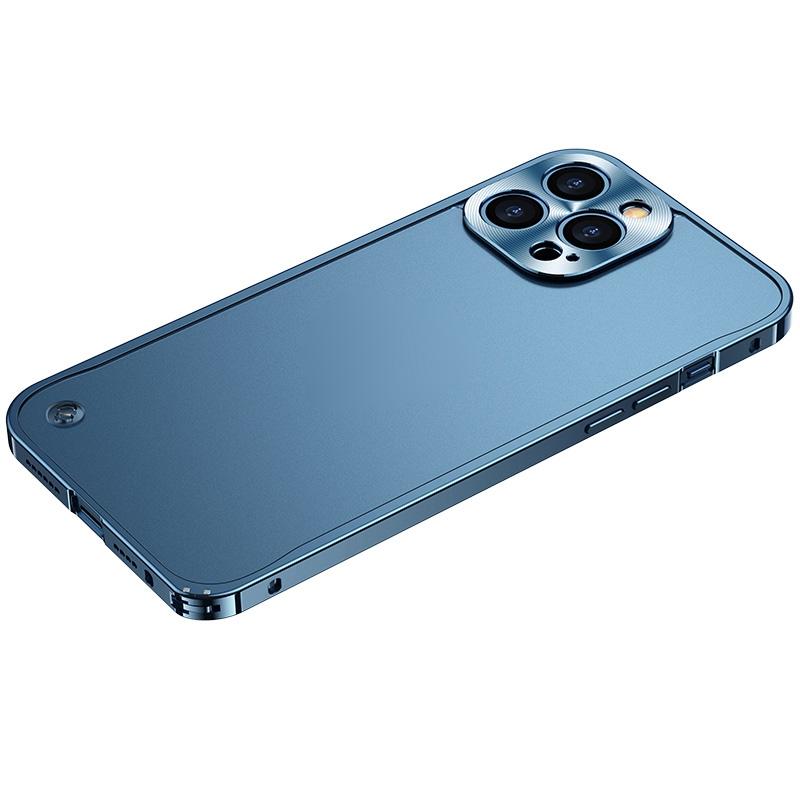 Metalen frame Frosted PC Shockprostic Phone Case voor iPhone 12 Pro Max (Ocean Blue)