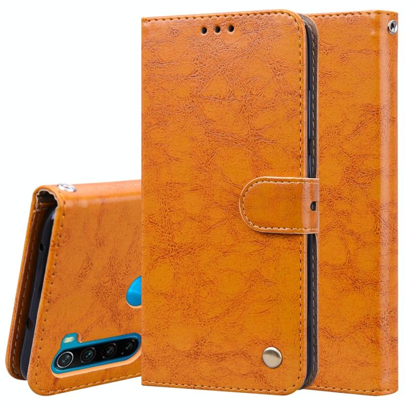 Voor Xiaomi Redmi Note 8 Business Style Oil Wax Textuur Horizontale Flip Lederen Behuizing met Holder & Card Slots & Wallet(Geel)