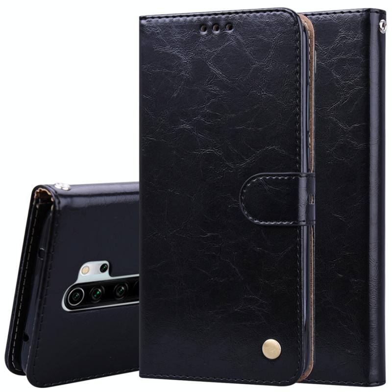 Voor Xiaomi Redmi Note 8 Pro Business Style Oil Wax Textuur Horizontale Flip Lederen Behuizing met Holder & Card Slots & Wallet(Zwart)