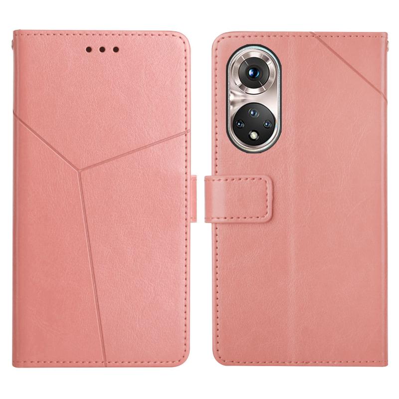 Voor Huawei P50 Pro Y Stiksels Horizontale Flip Lederen Telefoonhoesje Met Houder & Kaart Slots & Portemonnee & Photo Frame (Rose Gold)