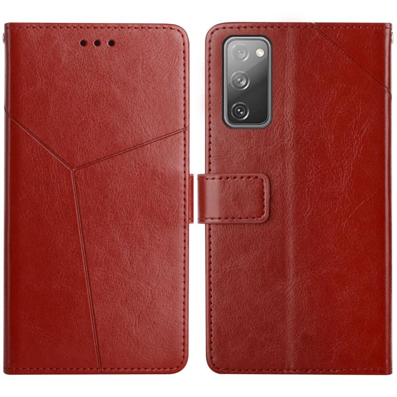 Voor Samsung Galaxy S20 Fe Y Stiksels Horizontale Flip Lederen Case met Houder & Card Slots & Portemonnee & Fotolijst (Bruin)