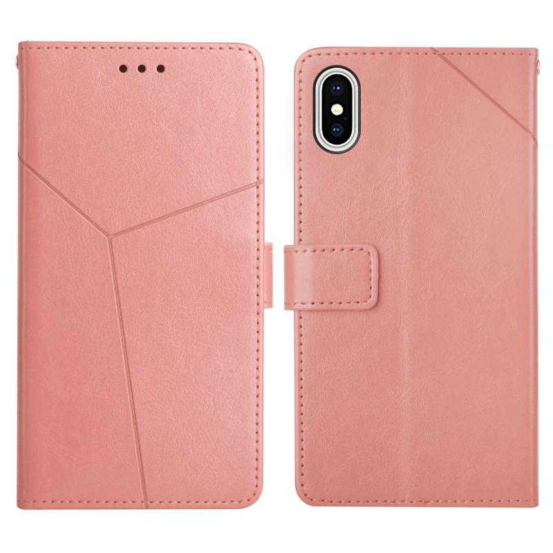 Y Stitching horizontale flip lederen telefoonhoesje met houder & kaart slots & portemonnee en fotolijst voor iPhone XS / X (Rose Gold)