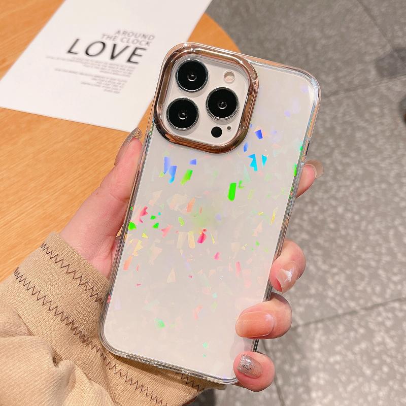 Colorful Laser Electroplating Shockproof Phone Case For iPhone 13 (Lingge)