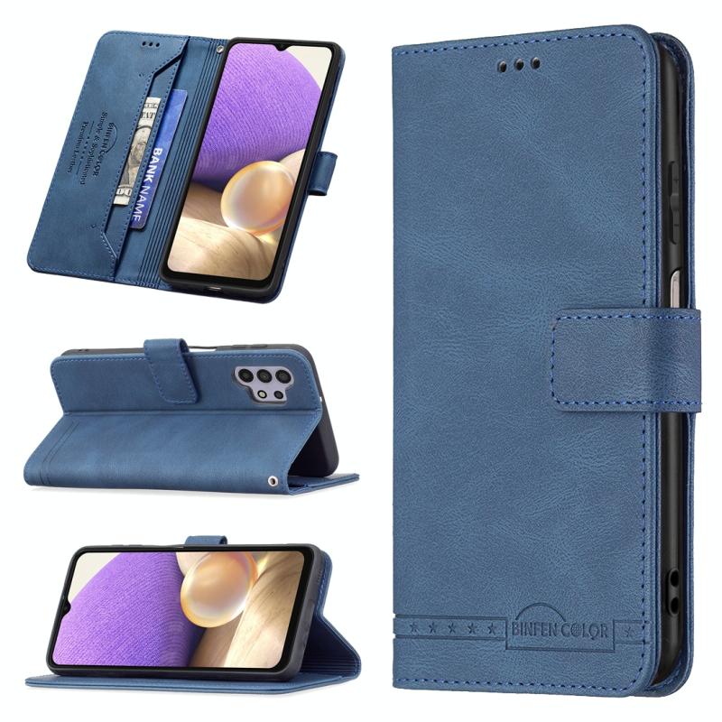 Voor Samsung Galaxy A32 5G Magnetische Sluiting RFID Blokkering Anti-diefstal Lederen Case met Houder & Card Slots & Portemonnee