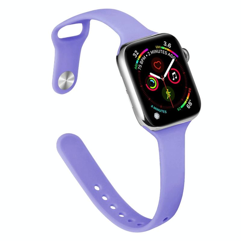 Afslanken Siliconen Vervanging Horlogeband voor Apple Watch Series 7 41mm / 6 & SE & 5 & 4 40mm / 3 & 2 & 1 38mm (Lila)