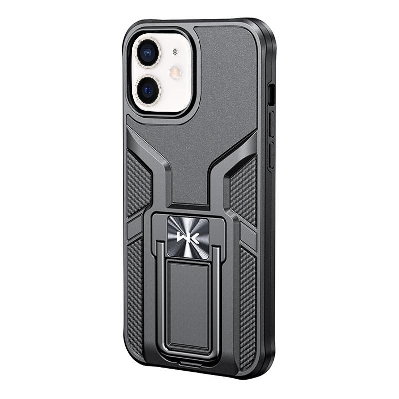 WK WTP-013 Military Series Shockproof PC + TPU Phone Case with Metal Holder For iPhone 12 mini(Black)