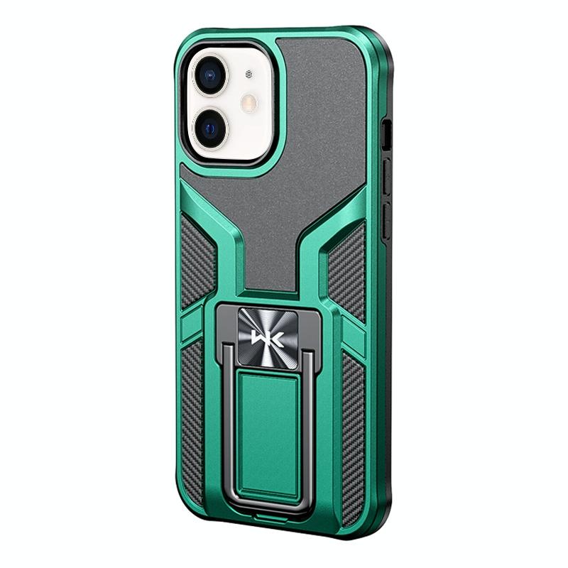 WK WTP-013 Military Series Shockproof PC + TPU Phone Case with Metal Holder For iPhone 12 mini(Malachite Green)
