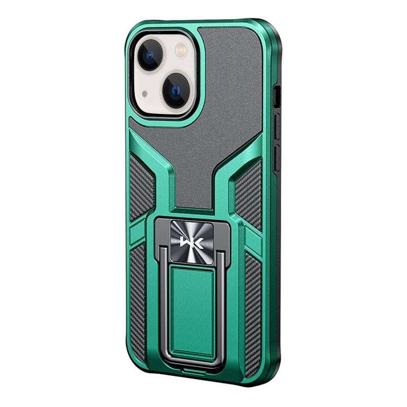 WK WTP-013 Military Series Shockproof PC + TPU Phone Case with Metal Holder For iPhone 13 mini(Malachite Green)