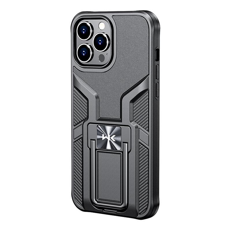 WK WTP-013 Military Series Shockproof PC + TPU Phone Case with Metal Holder For iPhone 13 Pro(Black)