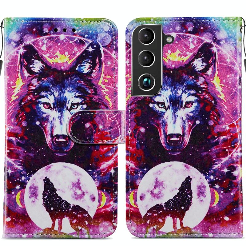 Voor Samsung Galaxy S22 5G Painted Pattern Horizontal Flip Phone Lederen Case met Houder & Card Slots & Fotolijst (Wolf Totem)