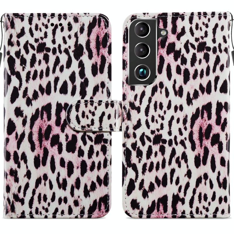 Voor Samsung Galaxy S22 + 5G Painted Pattern Horizontal Flip Phone Lederen Case met Houder & Card Slots & Fotolijst (Leopard)