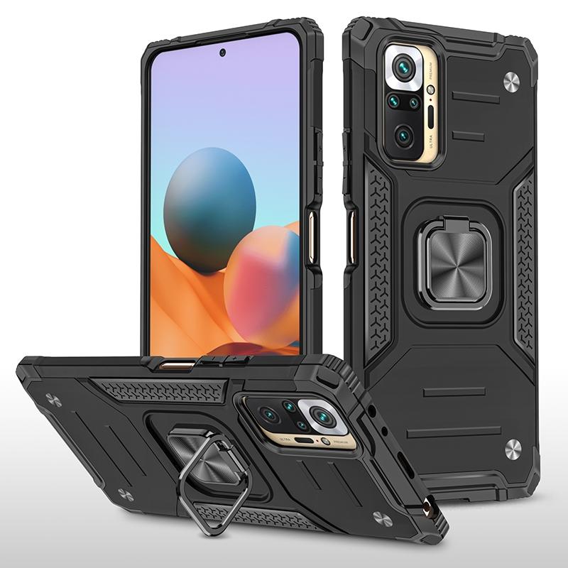 Voor Xiaomi Redmi Note10 Pro Magnetic Armor Shockproof Phone Case met metalen ringhouder