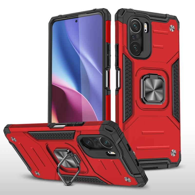 Voor Xiaomi Redmi K40 Magnetische Armor Shockproof Phone Case met metalen ringhouder