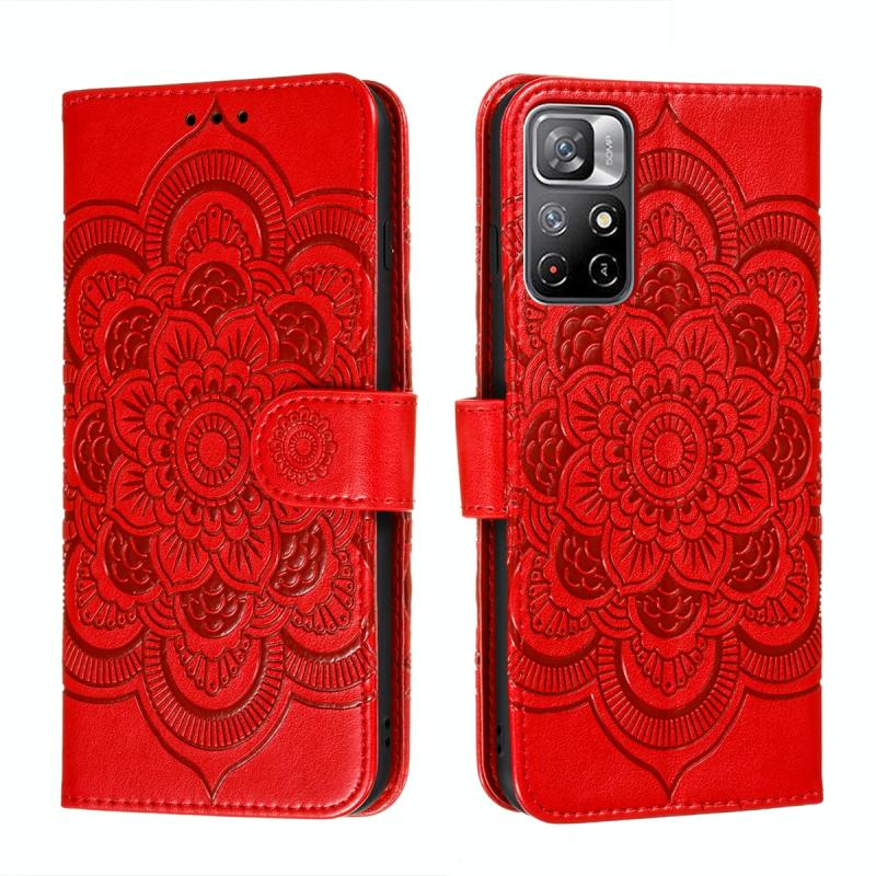 Voor Xiaomi Redmi Note 11 Sun Mandala Embossing Pattern Telefoon Lederen Case met Houder & Card Slots & Wallet & Lanyard