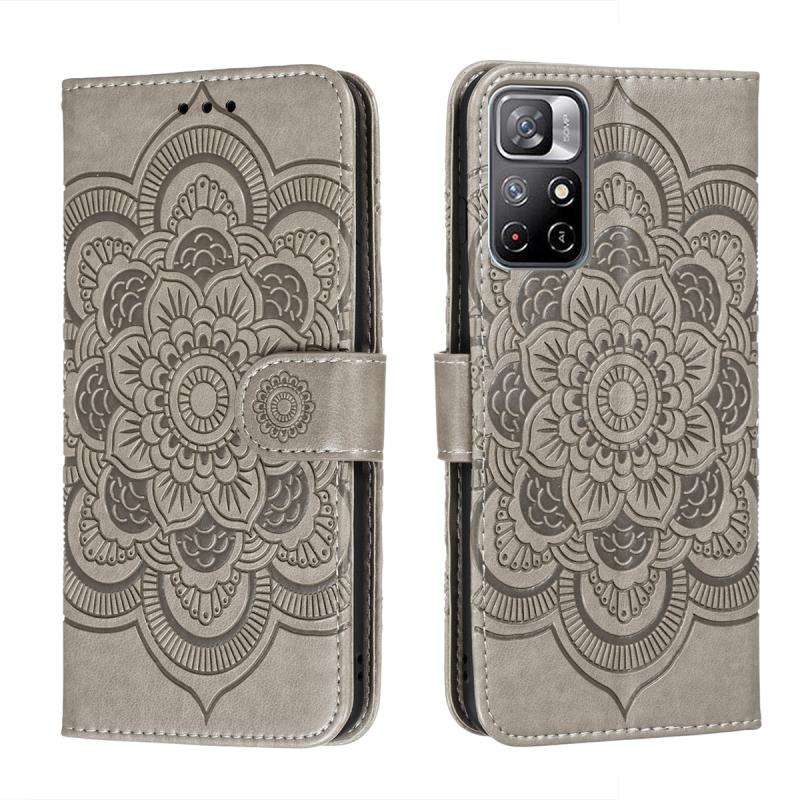 Voor Xiaomi Redmi Note 11 Sun Mandala Embossing Pattern Telefoon Lederen Case met Houder & Card Slots & Wallet & Lanyard