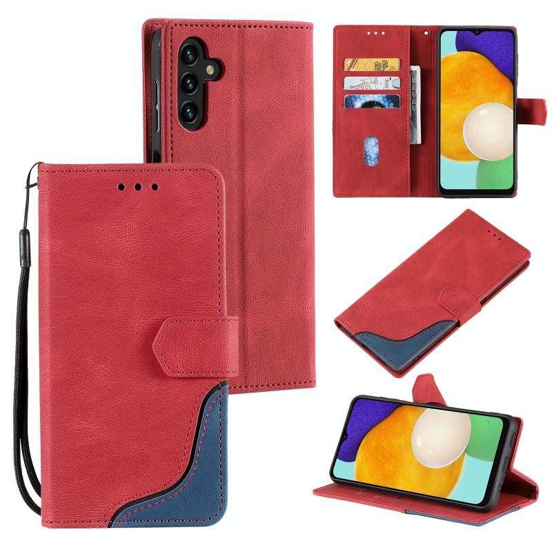 Voor Samsung Galaxy A13 5G Drie-Color Stitching Calf Textuur Horizontale Flip Telefoon Lederen Case met Houder & Card Slots & Portemonnee