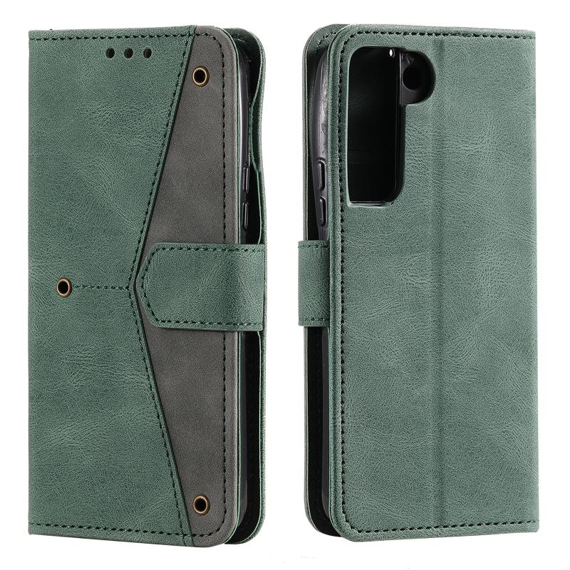 Voor Samsung Galaxy S22 5G Stitching Calf Texture Horizontale Flip Telefoon Lederen Case met Houder & Card Slots & Portemonnee