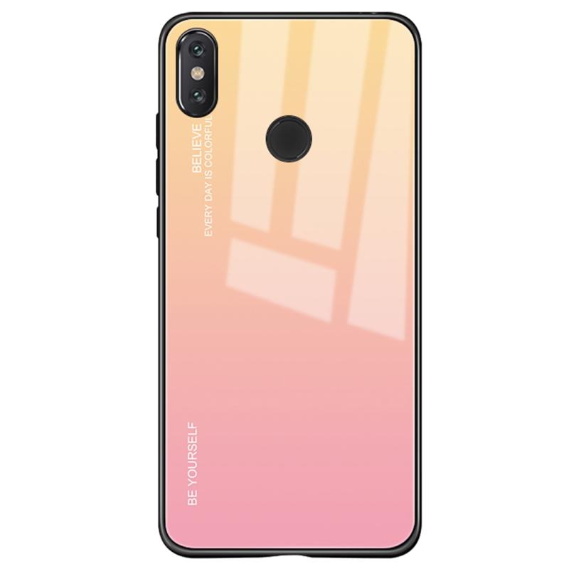 Voor Xiaomi Mi Mix Gradient Color Glass Case (Geel)