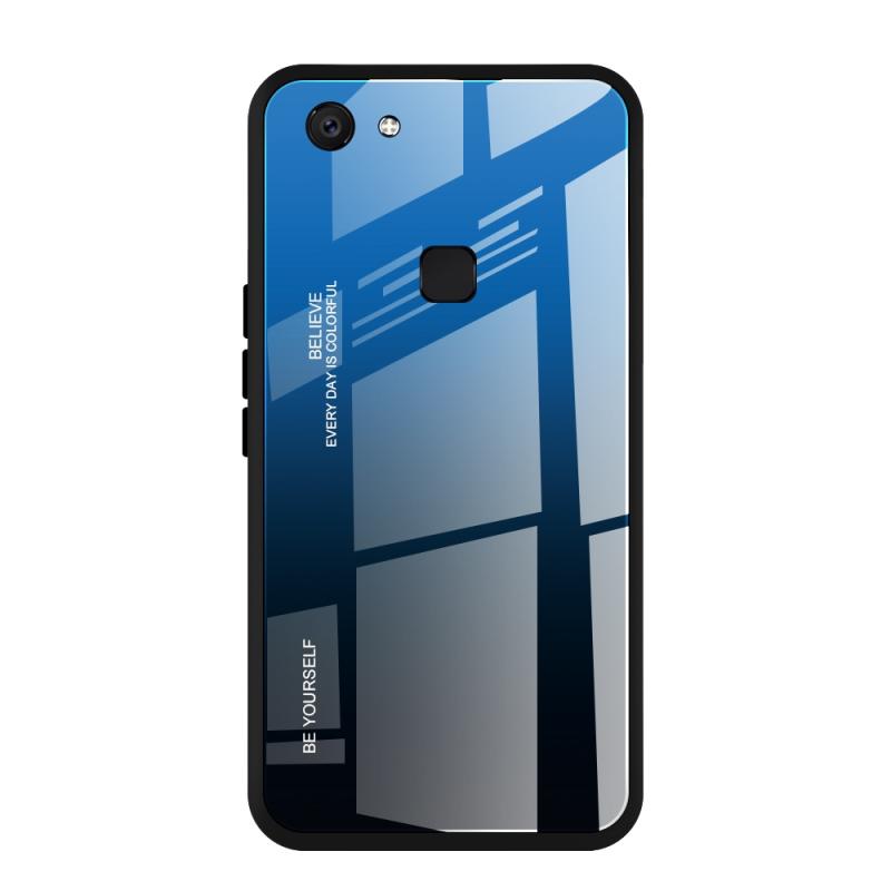 Voor vivo V7 gradiënt kleur glas case (blauw)