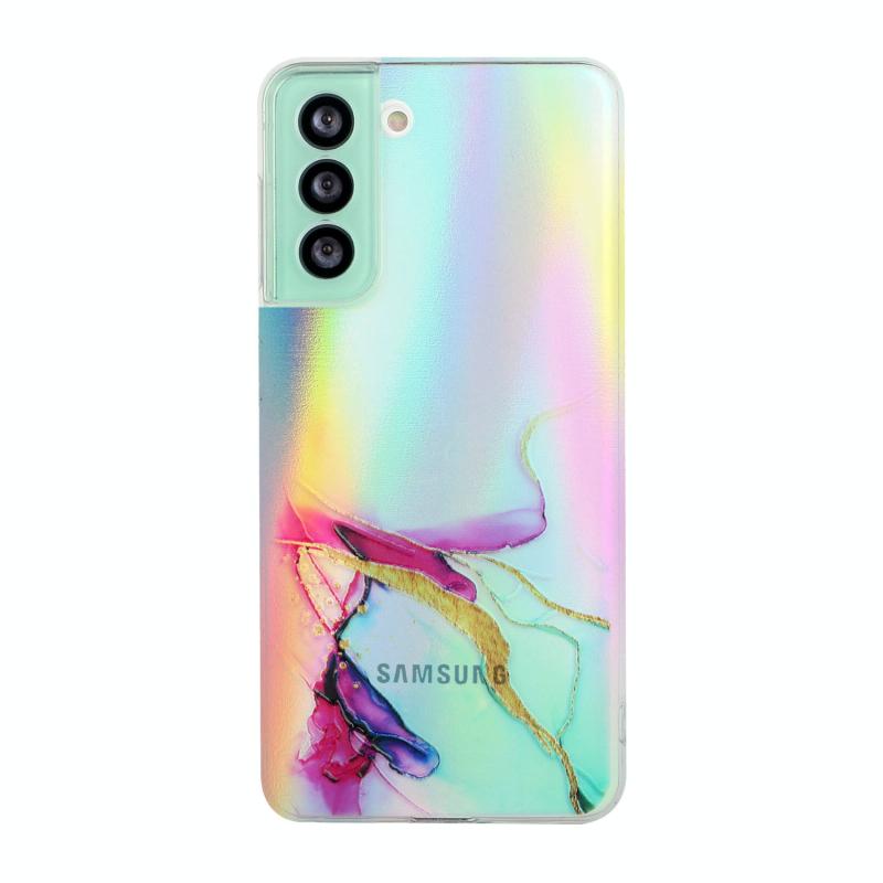 Voor Samsung Galaxy S22 + 5G Laser Marble Pattern Clear TPU Beschermende telefoonhoes