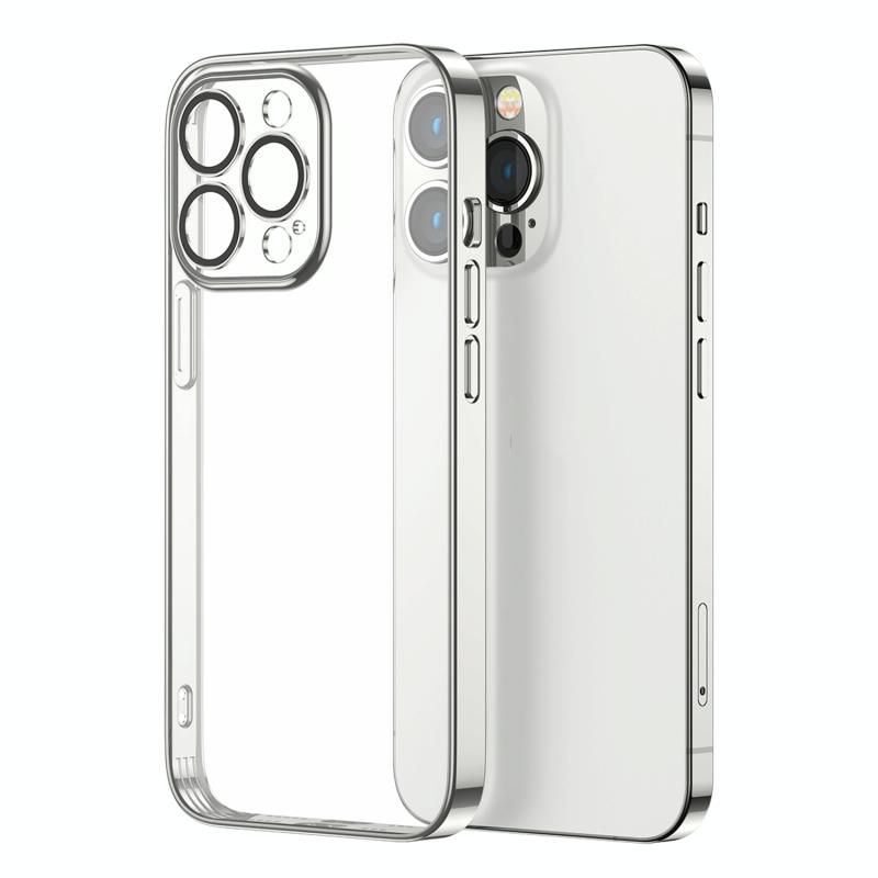 JOYROOM JR-BP908 Chery Mirror Series Electroplating Transparante Anti-Fall Telefoon Case voor iPhone 13 Pro (Silver)