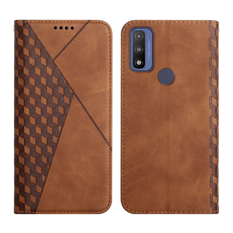 Voor Motorola G Pure Skin Feel Magnetic Leather Phone Case (Brown)