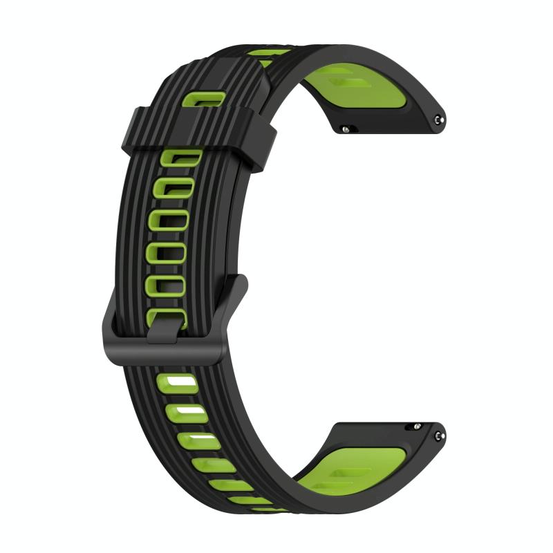 Voor Huawei Watch GT 3 42mm 20mm tweekleurige streep Siliconen horlogeband (Black Lime Green)