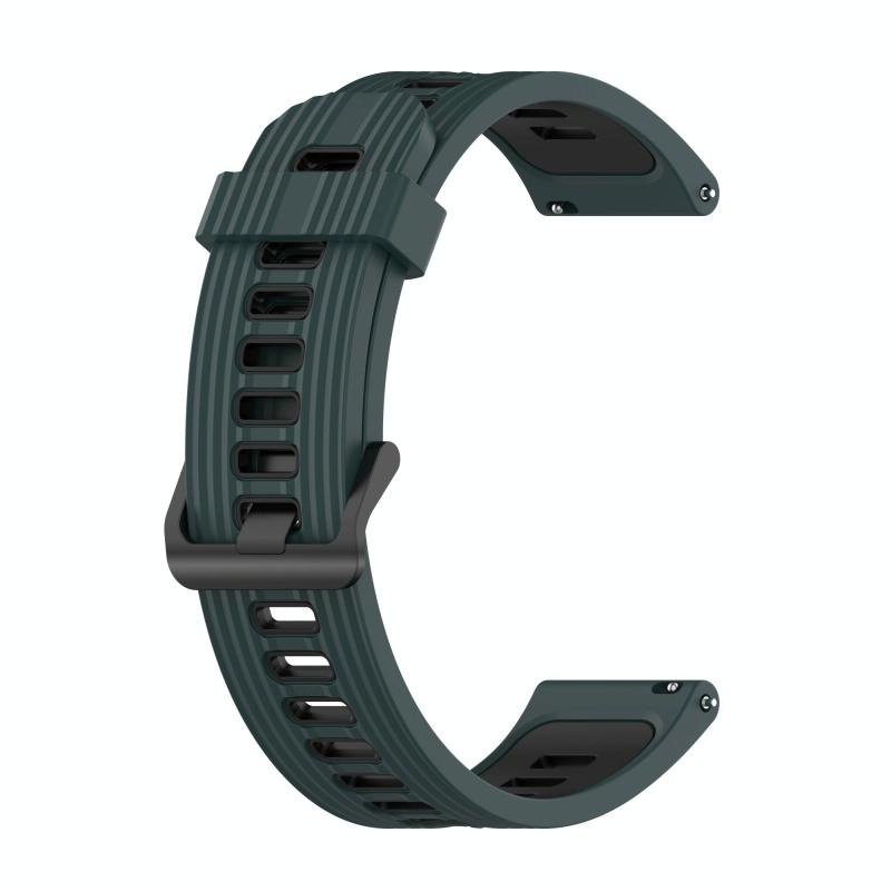 Voor Huawei horloge GT 3 46mm 22mm tweekleurige streep siliconen horlogeband (olijfgroen zwart)