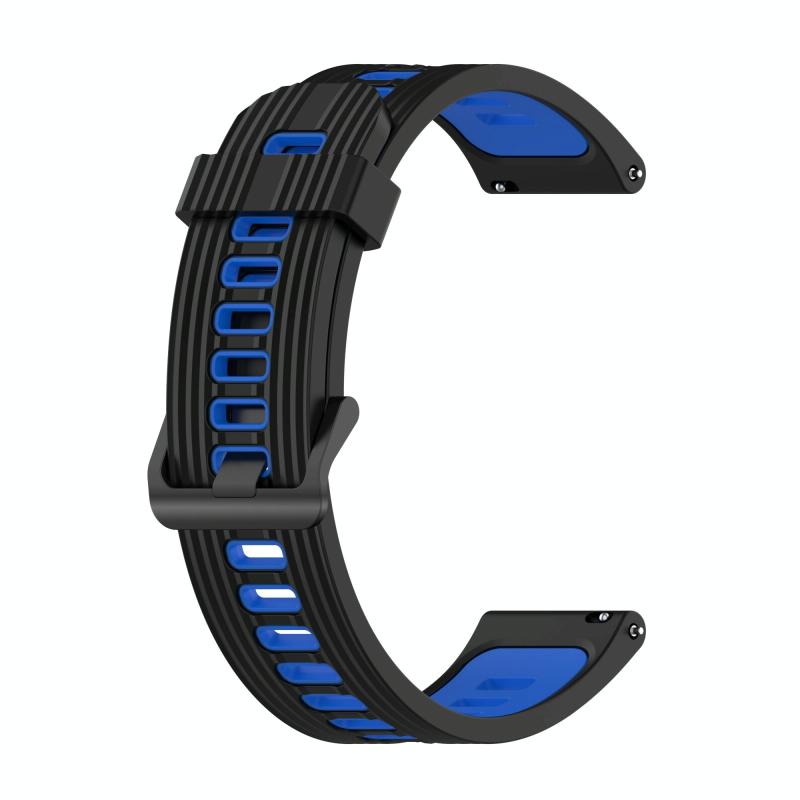 Voor Huawei horloge GT 3 46mm 22mm tweekleurige streep siliconen horlogeband (zwart blauw)