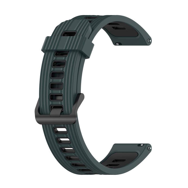 Voor Samsung Galaxy Watch4 / Active2 20mm Twee-Color Streep Silicone Watchband (Olive Green Black)