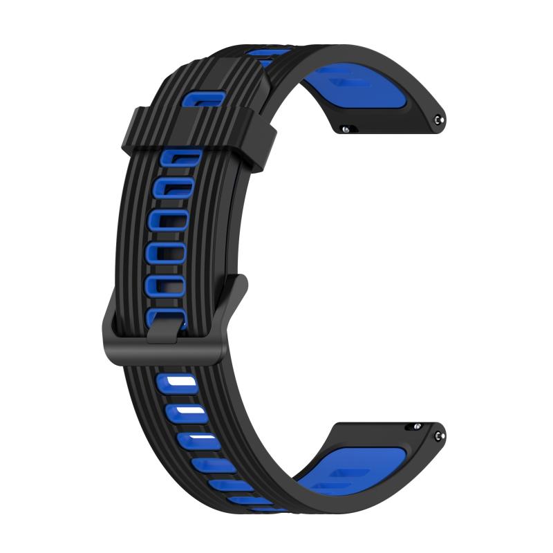 Voor Samsung Galaxy Watch4 / Active2 20mm Twee-Color Stripe Silicone Watchband (Black Blue)