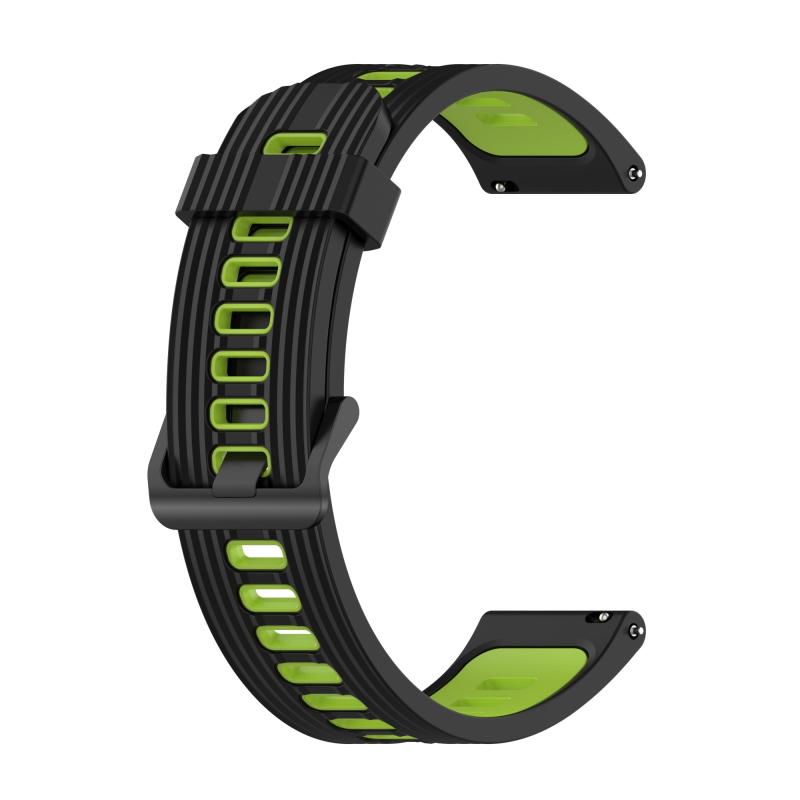 Voor Samsung Galaxy Watch4 / Active2 20mm Twee-Color Stripe Silicone Watchband (Black Lime Green)