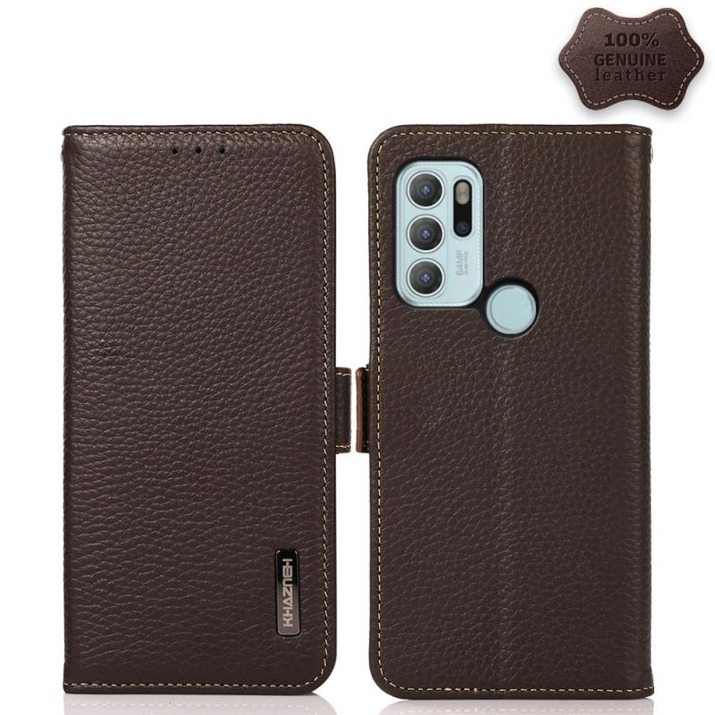 Voor Motorola Moto G60S Khazneh Side-Magnetic Litchi Echt leer RFID Case (Brown)