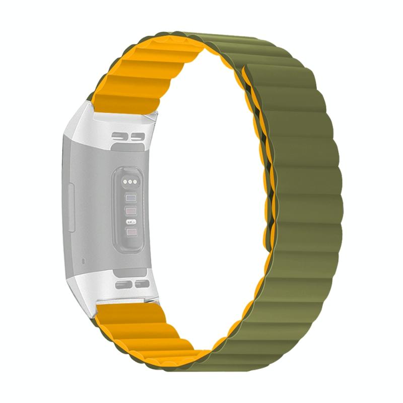 Voor Fitbit Charge 3/4 Silicone Magnetic Watchband (Leger Groen)