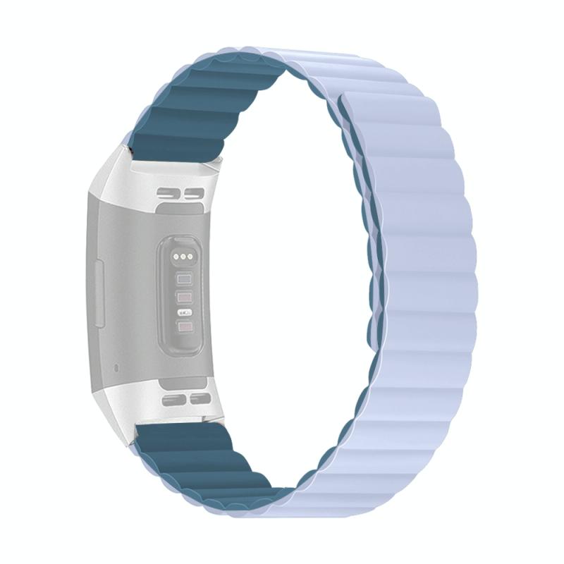 Voor Fitbit Charge 3/4 Silicone Magnetic Watchband (Peacock Blue)