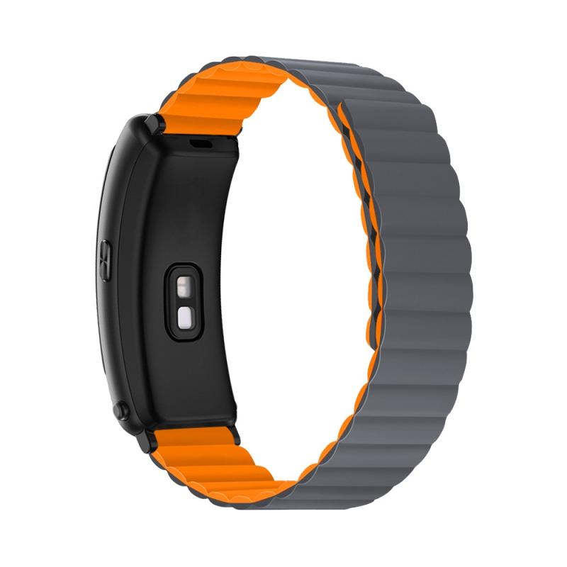 Voor Huawei Band B6 Siliconen Magnetische Watchband (Gray Orange)